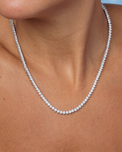 FotoColar Riviera Moissanite - 3 mm - 3 garras - 45 cm - Prata 925