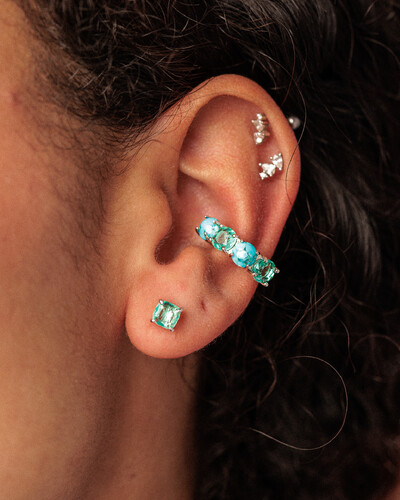 Foto Piercing Duplo Turmalina Fusion & Turquesa - Prata 925