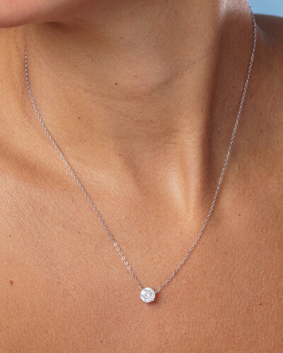 FotoColar Évora Moissanite - 6,5 mm - Prata 925