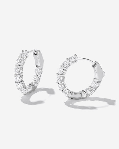 Foto Brinco Argola Eternity - P - Moissanite 3,5 mm- 2.47ct- Prata 925