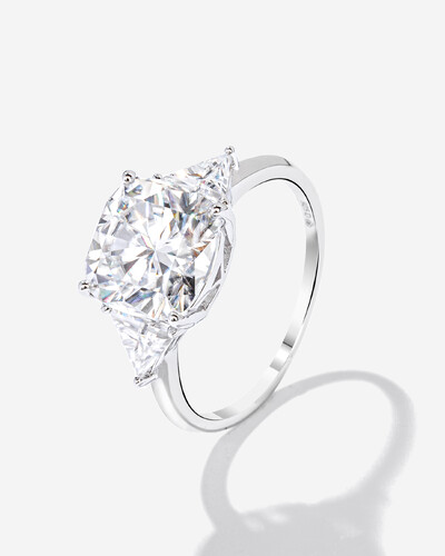 Foto Anel Moissanite Mereli - 10x10mm- 5.0 ct - Prata 925