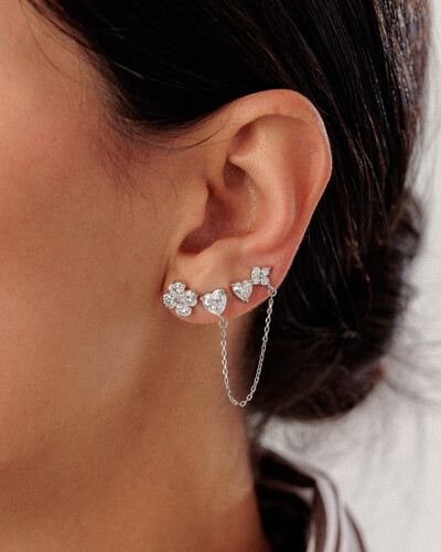 Foto Brinco Trevo Moissanite P- 4x4mm 2.4ct- Prata 925