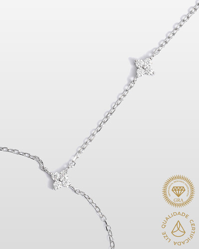 Foto Pulseira De Mão Trevos - Moissanite 2mm - 0.36ct - Prata 925