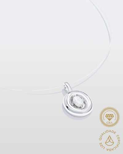 Foto Colar Fio Invisível & Ponto De Luz Meghan- Moissanite - 6 mm - 0.5ct - 4 Garras - Prata 925