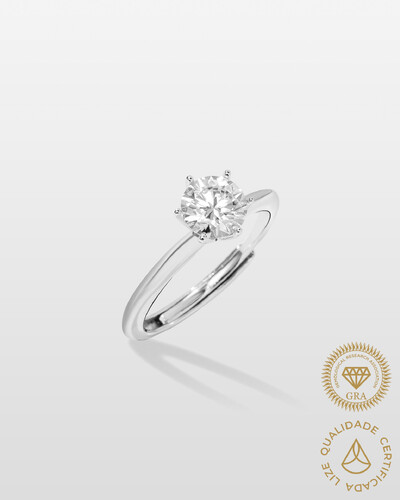 Foto Anel Solitário Glitz - Moissanite 6,5mm - 6 garras - 1.0ct - Prata 925