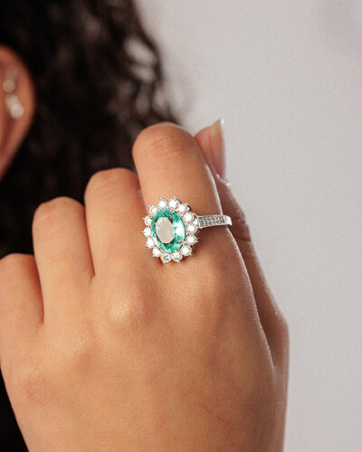 Foto Anel Oval Beatrice Moissanite - 2.8 mm - 1.18ct - Prata 925