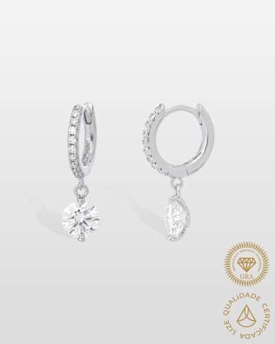 Foto Brinco Argola Cristalle Moissanite - 6 mm - 1.76ct - Prata 925