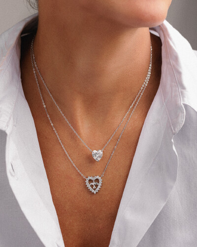 Foto Colar Coração Lily - Moissanite 10mm - 4.12ct - Prata 925