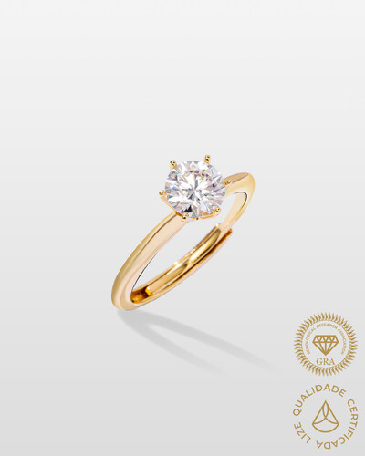 Foto Anel Solitário Glitz - Moissanite 6,5mm - 6 garras - 1.0ct - Prata 925