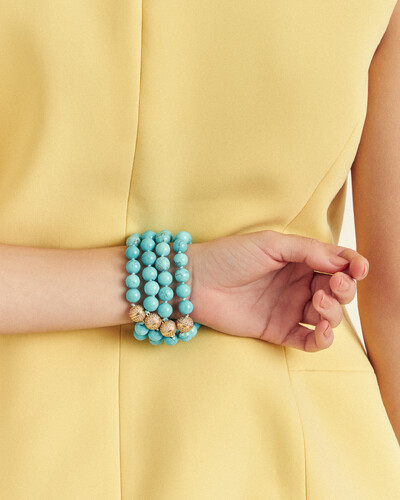 FotoPulseira Esferas Howlita Turquesa