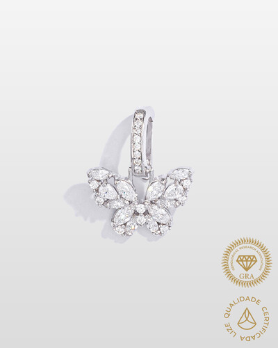 Foto Pingente Borboleta Cristalina - Moissanite - 2,4 mm - 0.68ct - Prata 925