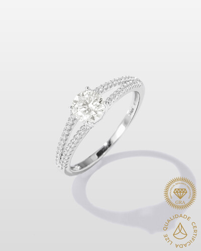 Foto Anel Solitário Aurora Moissanite - 6 mm - 0.8ct - 4 Garras - Prata 925