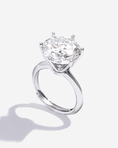 Foto Anel Solitário Glitz - Moissanite 12,5mm - 6 garras - 7.0ct - Prata 925