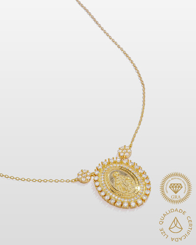 Foto Colar Medalha Nossa Senhora Das Graças Moissanite - 2,2mm - 1.7ct - Prata 925