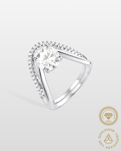 Foto Anel Duplo Nalina - Moissanite - 8,0 mm - 2.2ct - Prata 925