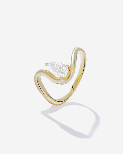 Foto Anel Orgânico Moissanite Gota - 5,8 mm- Prata 925