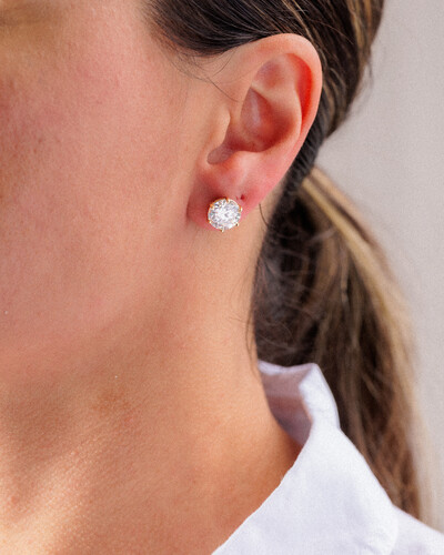 Foto Brinco Glitz - Moissanite 9,5 mm - 7.0ct - 6 garras - Prata 925