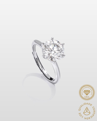 Foto Anel Solitário Glitz - Moissanite 9,5 mm - 3.5ct - 6 garras - Prata 925