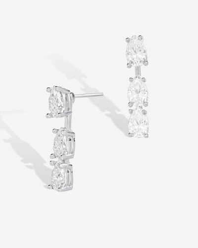 Foto Brinco Ear Jacket Gotas - Moissanite - 3.0ct - Prata 925