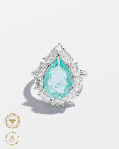 Foto Anel Gota Beatrice Moissanite - 3x5 mm - 2.75ct - Prata 925