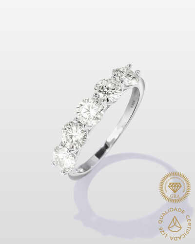 Foto Anel Aparador  Amélie Moissanite - 5,0 mm - Prata 925