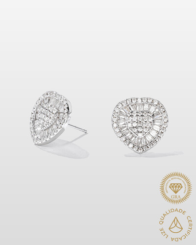 Foto Brinco Coração Splendore - Moissanite - 1.47ct- Prata 925