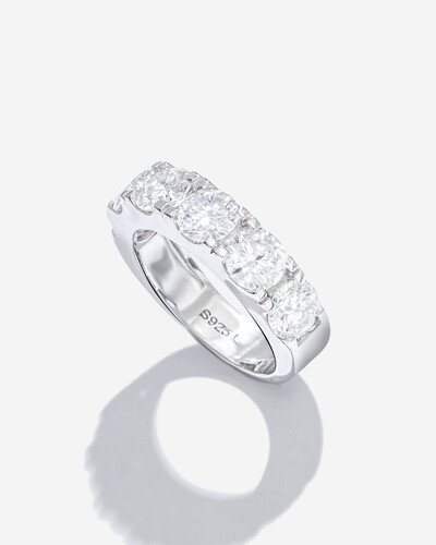 Foto Anel Aparador Russo Line - Moissanite - 5 mm- 0.5ct - Prata 925