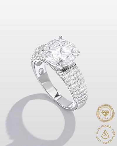 Foto Anel Solitário Callie Moissanite - 10mm - 4.0ct - Prata 925