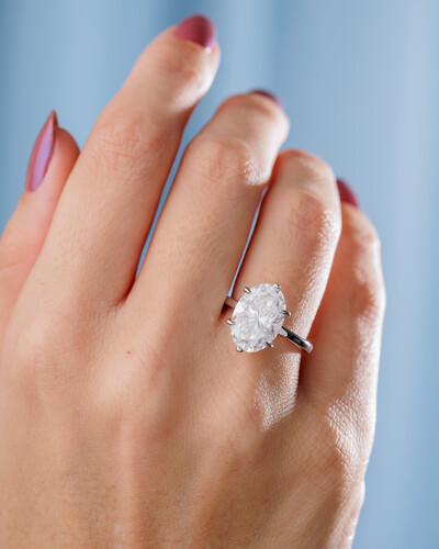 FotoAnel Solitário Divine Moissanite - 14 mm - 8.0ct - 6 garras - Prata 925