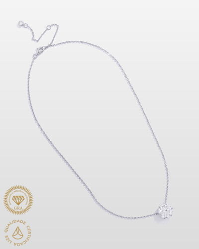 Foto Colar Glitz - Ponto de Luz Moissanite - 11 mm - 5.0ct - 6 garras - Prata 925