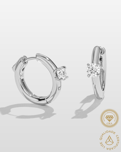 Foto Brinco Argola Classic - Moissanite - 5 mm- 1.0ct - Prata 925