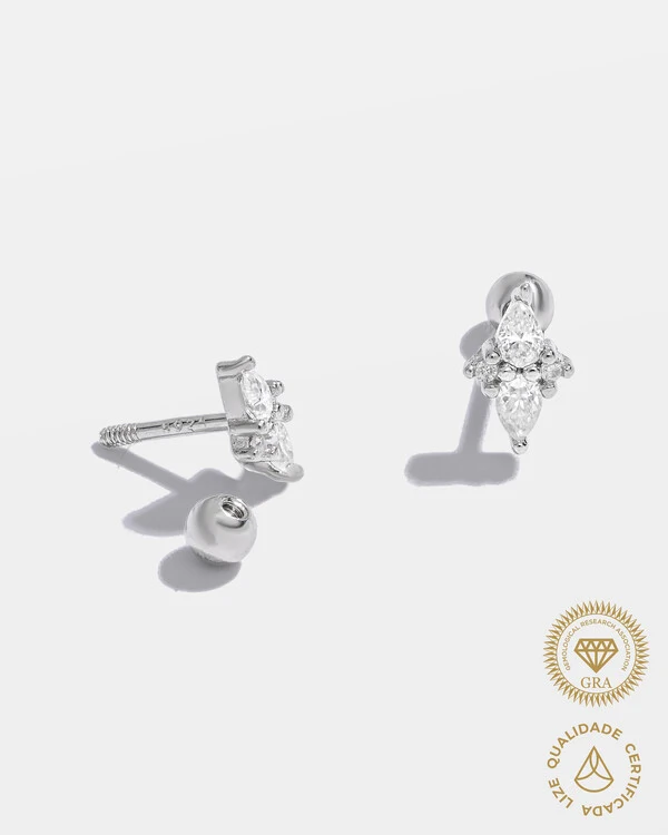 Brinco Gota Astrid Moissanite- 2,3 mm - 0.22ct - Prata 925