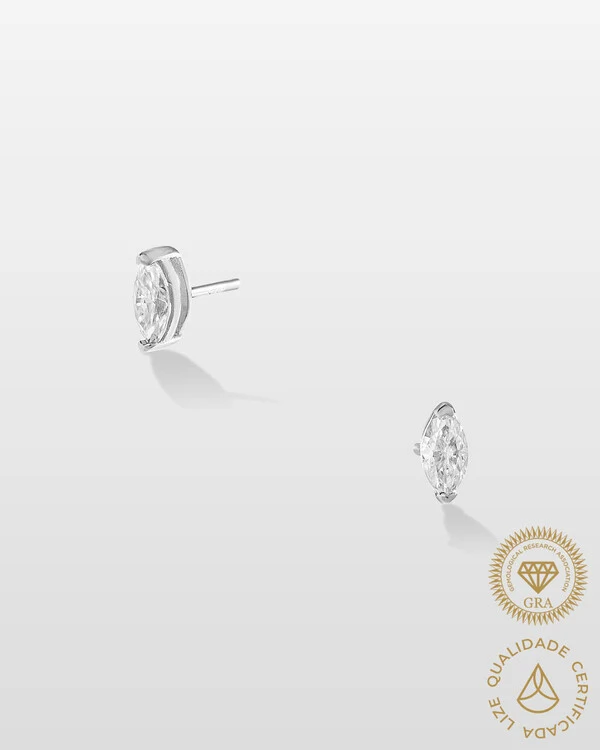 Brinco Pietra (P) Moissanite 3x6mm - 0.2ct - Prata 925