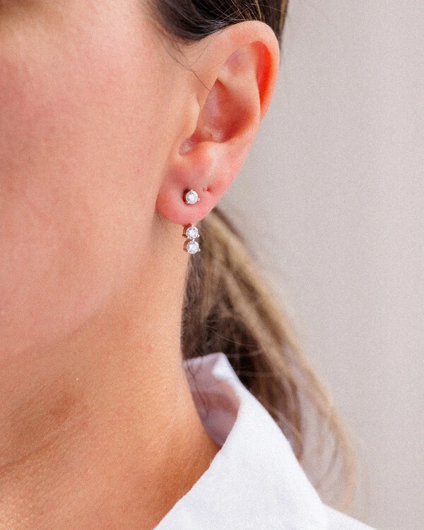 Brinco Ear Jacket Lena - Moissanite - 3.0ct - Prata 925