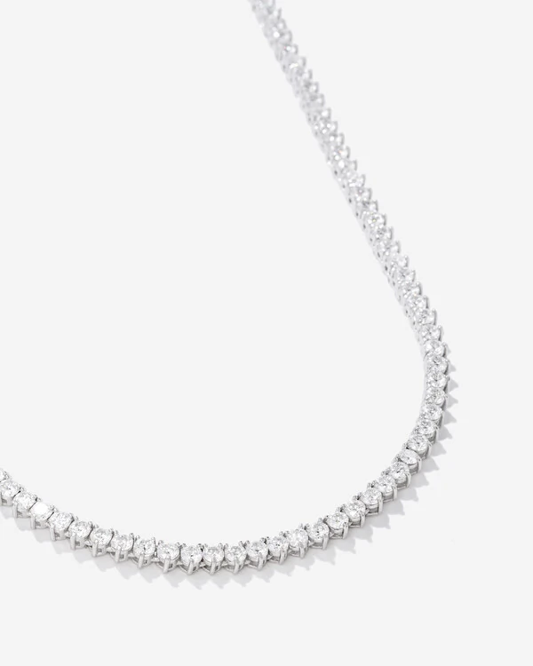 Colar Riviera Moissanite - 2,5 mm - 3 garras - 42 cm -Prata 925