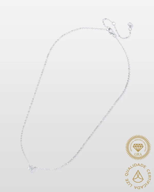 Colar Évora Moissanite - 5 mm - 0.5ct - 6 Garras - Prata 925