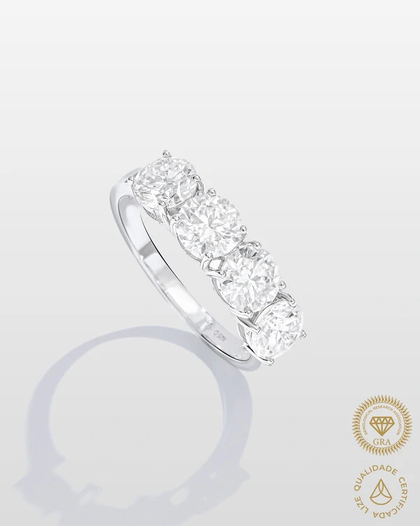 Anel Aparador Graci - Moissanite - 6 mm- 3.2ct - Prata 925