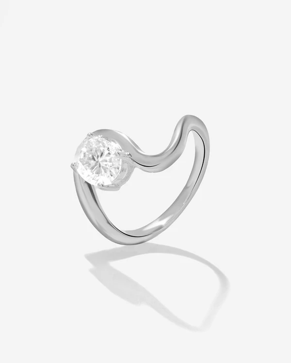 Anel Orgânico Moissanite Redondo- 7 mm- 1.2ct - Prata 925