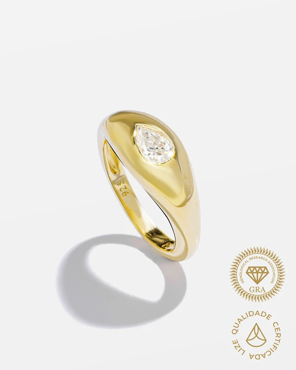 Anel Mindinho Sunny Moissanite - 4*6 mm- 0.5ct - Prata 925