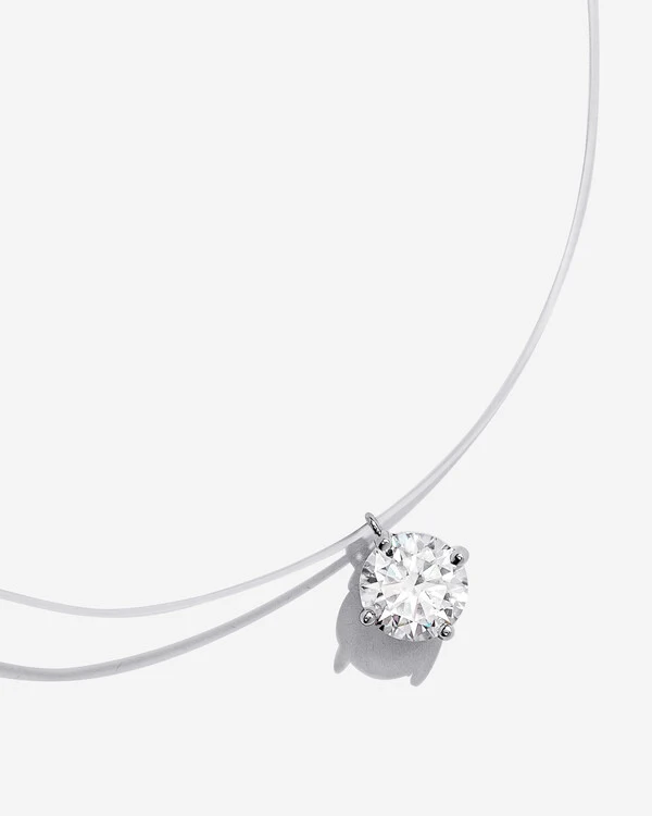 Colar Ponto de luz Moissanite Emma 9,5mm - 3.5ct - Prata 925