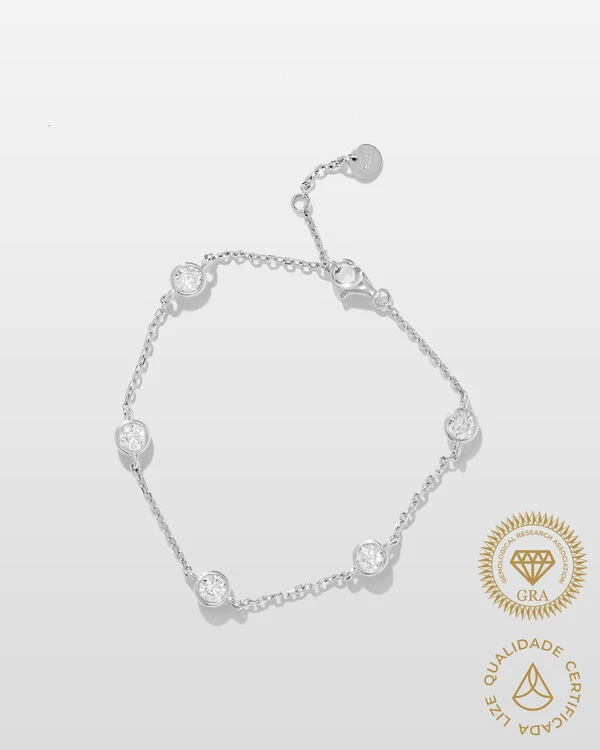 Pulseira Lúmina - Moissanites 0.3ct - 4 mm - Prata 925