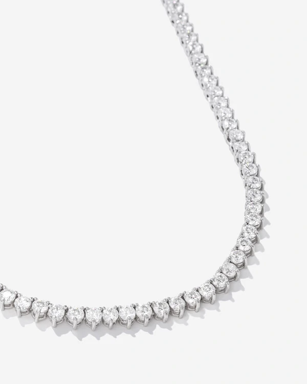 Colar Riviera Moissanite - 3 mm - 3 garras - 45 cm - Prata 925