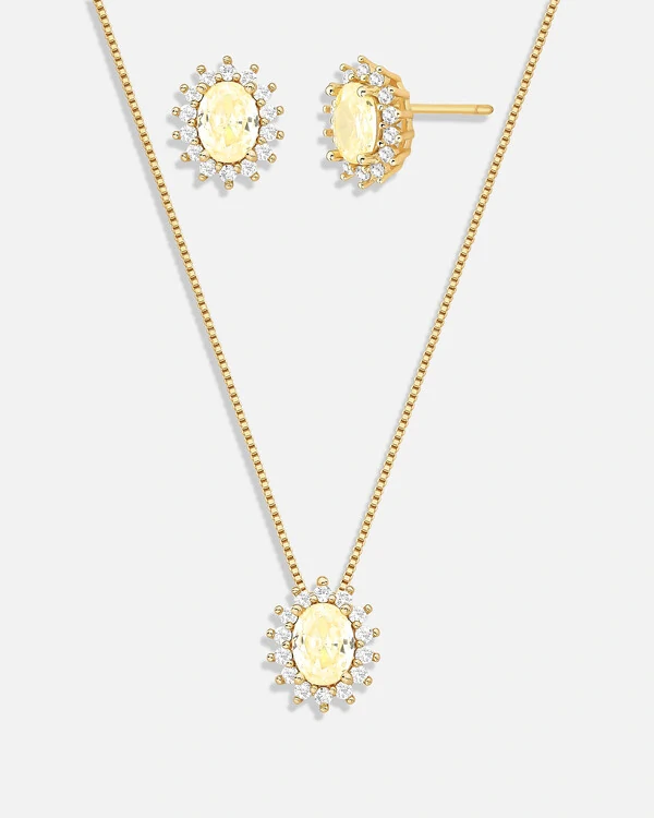 Conjunto Colar e Brinco Oval Mari