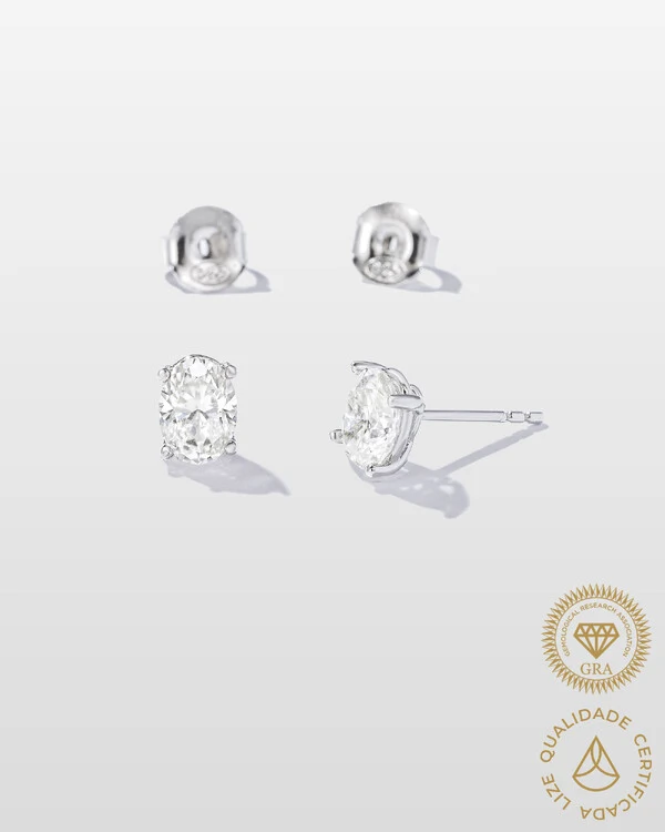 Brinco Arles Moissanite - 7,5 mm - Prata 925