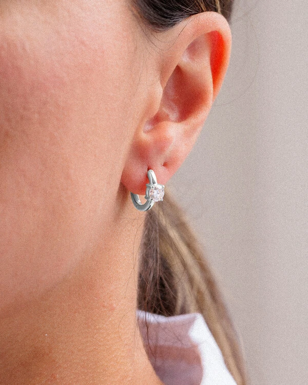 Brinco Argola Mariah - Moissanite 5 mm - 1ct - - Prata 925