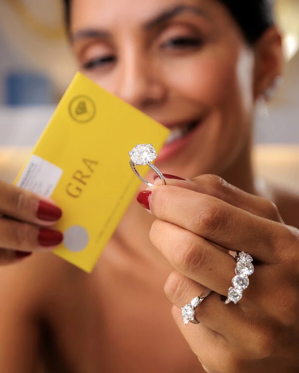 Anel Solitário Moissanite Cibeli - 12mm- 6.0 ct - Prata 925