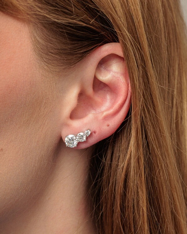 Brinco Ear Cuff Moissanite Helena - 2.5ct - Prata 925