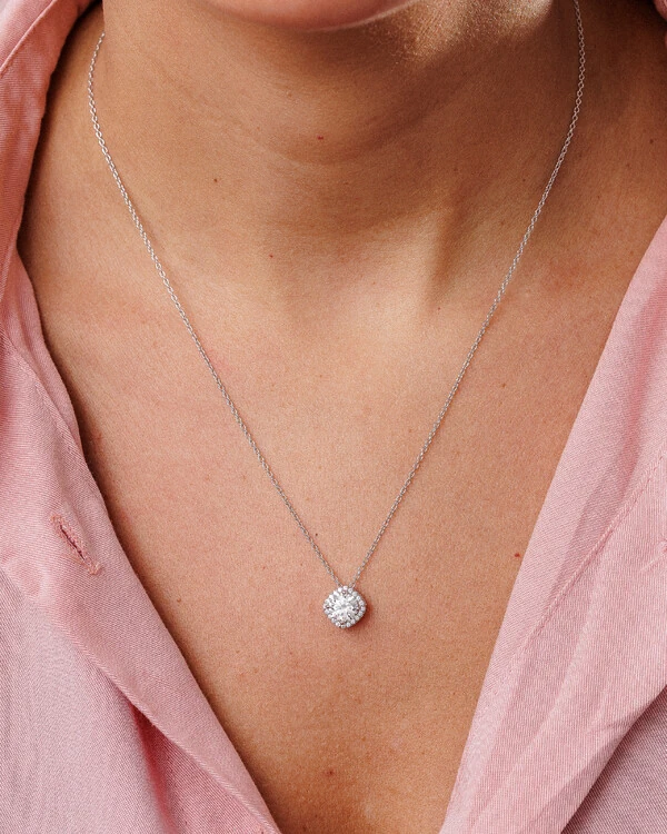 Colar Ninfea Moissanite - 6,5 mm - Prata 925