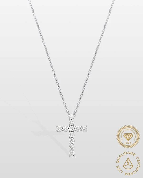 Colar Cruz Moissanite - 2,5mmn - 0.69ct - Prata 925