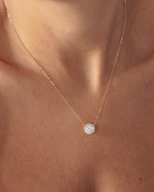 Colar Ponto de Luz Glitz - Moissanite - 9,5 mm - 3.5ct - Prata 925